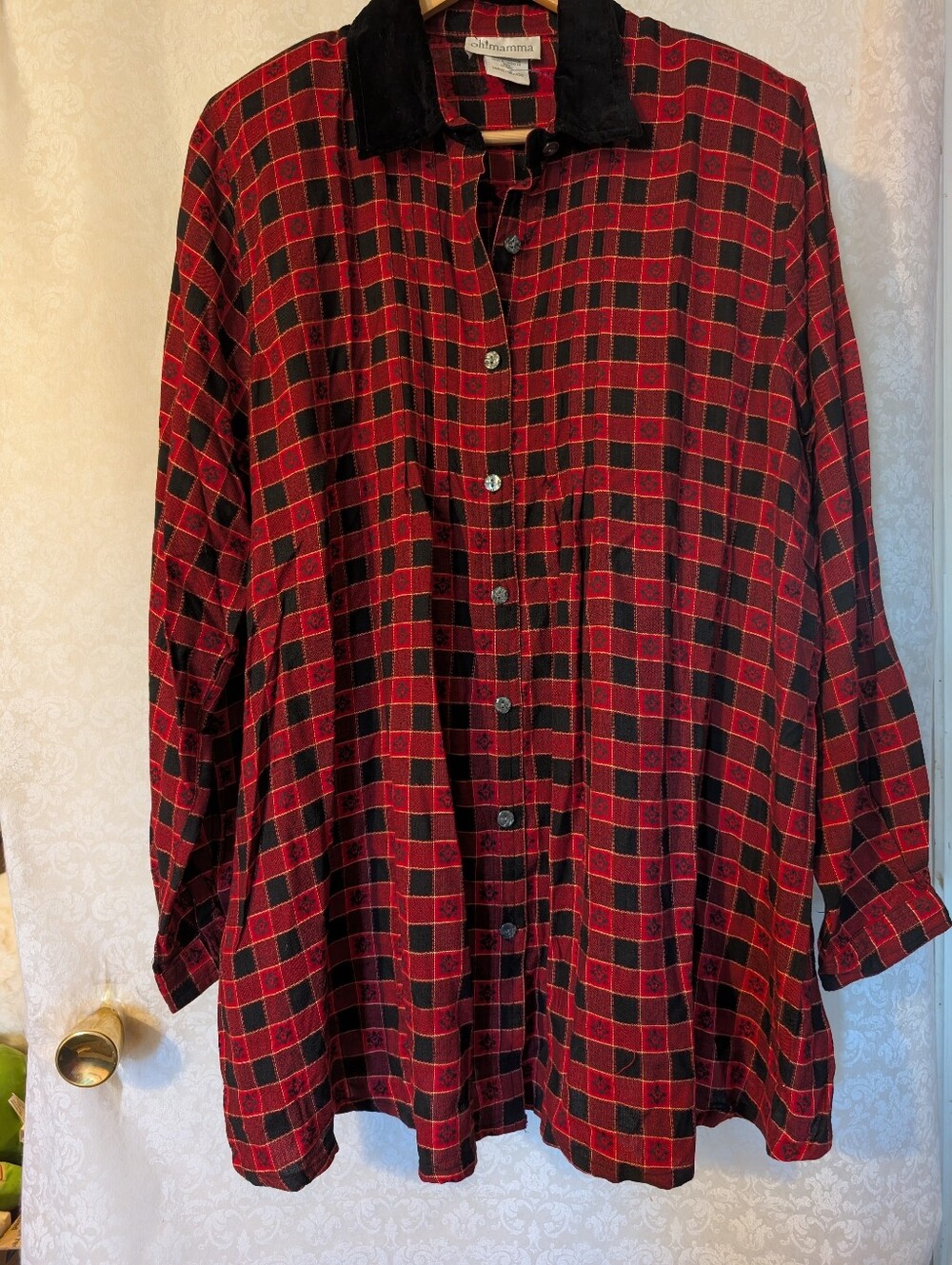 Oh!Mamma Plaid Maternity Top Sz.Large